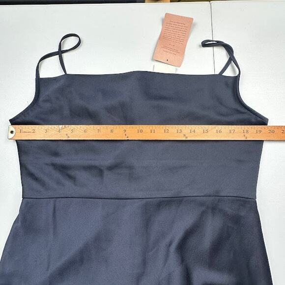 BHLDN Dress Womens 16 Navy Cali Satin Cowl Neck Midi Slip Cocktail Wedding - Picture 12 of 16